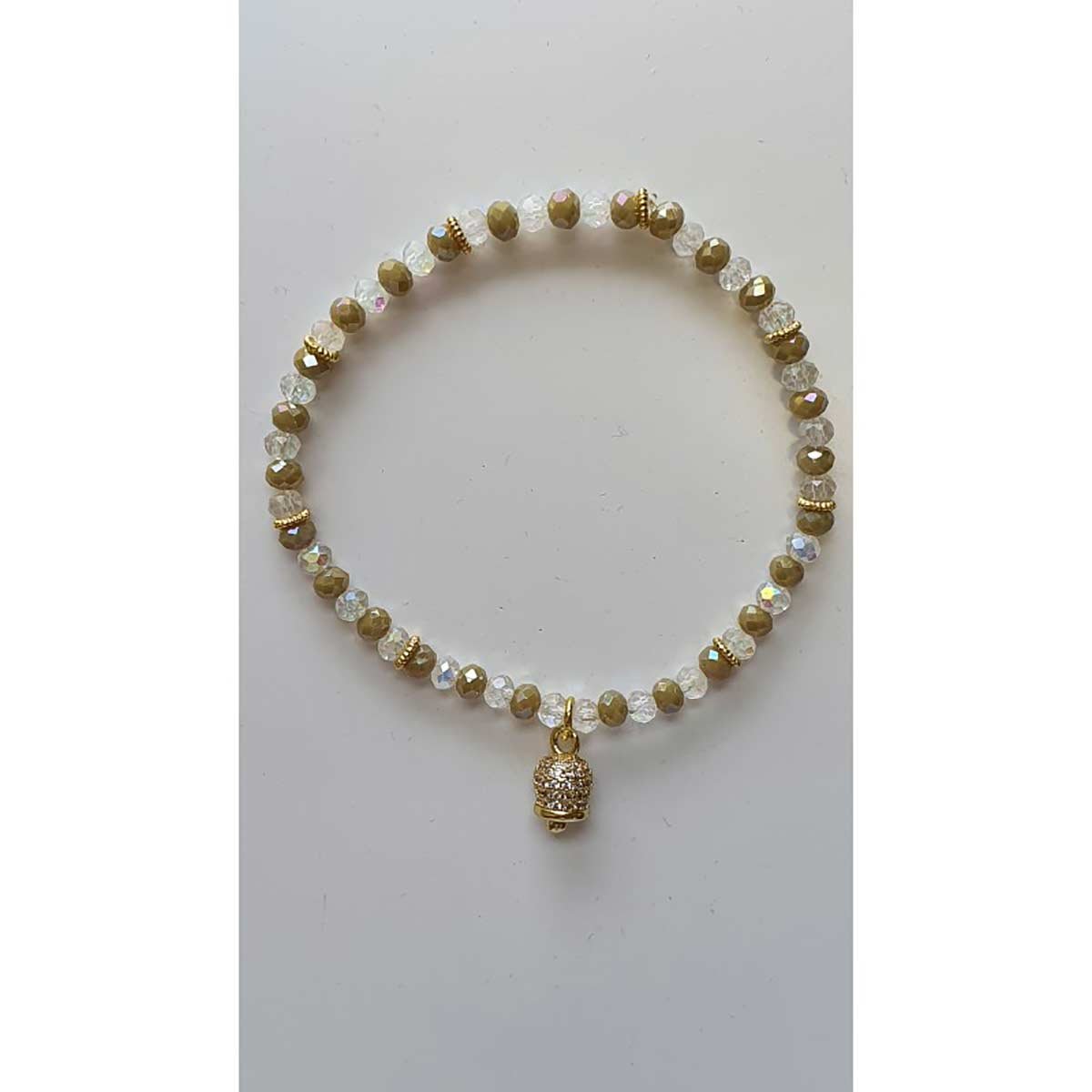 Bracciale bianco con ciondolo campanella 