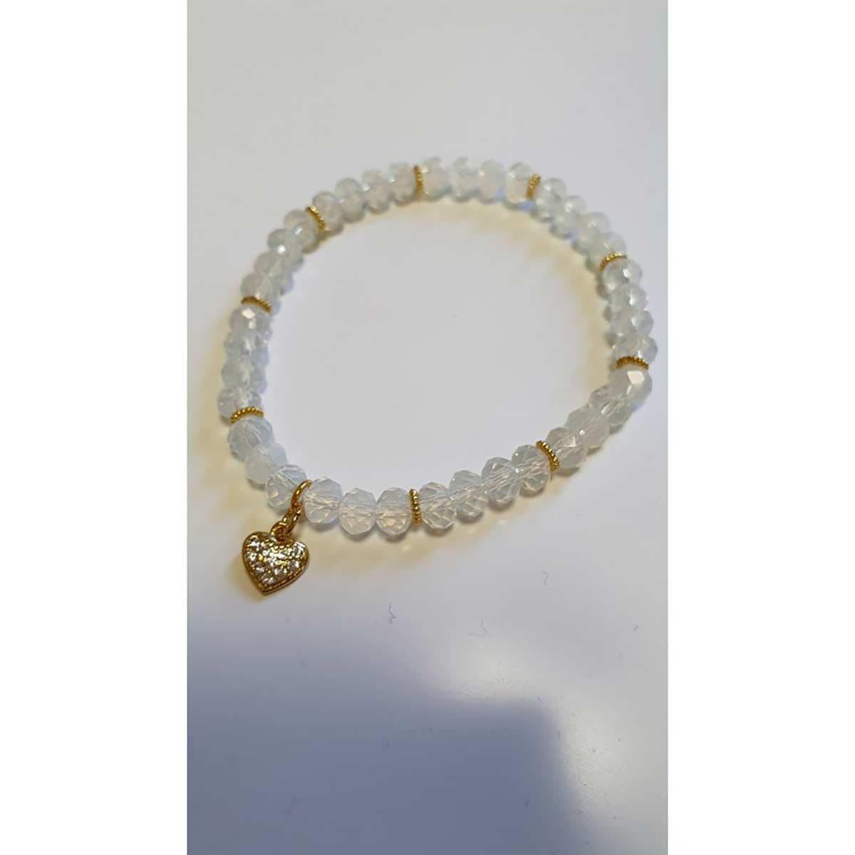 Bracciale bianco con ciondolo cuore 