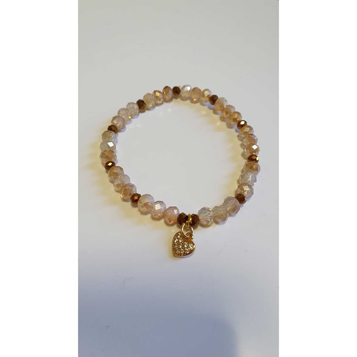 Bracciale Bronzo-Bianco con Ciondolo Cuore 