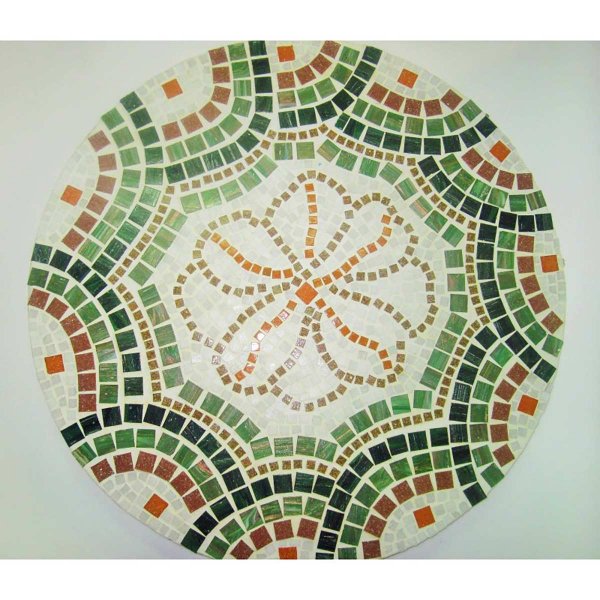 Piano di tavolo mosaico con pietre in pasta vitrea